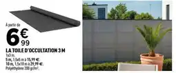 Centrakor La toile d'occultation 3 m offre