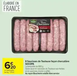 Carrefour Socopa - 8 saucisses de toulouse façon charcutière offre