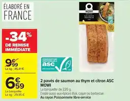 Carrefour Signature - 2 pavés de saumon au thym et citron asc offre