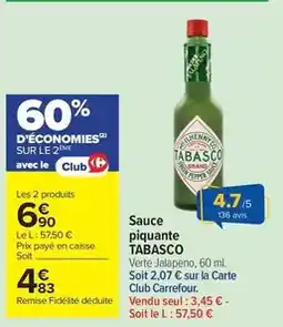 Carrefour Tabasco - sauce piquante offre