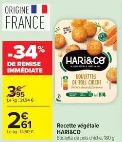 Carrefour Hari & co - recette végétale offre