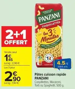 Carrefour Panzani - pâtes cuisson rapide offre