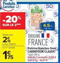 Carrefour Carrefour - poitrine tranches fines classic offre