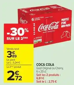 Carrefour Coca cola - goût original ou cherry offre
