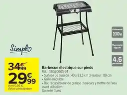 Carrefour Simply - barbecue électrique sur pieds offre