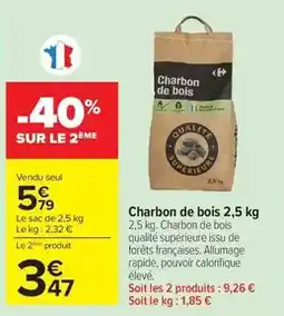 Carrefour Carrefour - charbon de bois 2,5 kg offre