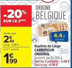 Carrefour Carrefour - gaufres de liege original offre