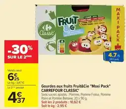 Carrefour Carrefour - gourdes aux fruits fruit&cie maxi pack classic' offre