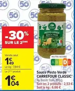 Carrefour Carrefour - sauce pesto verde classic offre