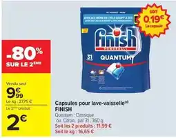 Carrefour Finish - capsules pour lave-vaisselle offre