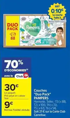 Carrefour Pampers - couches offre
