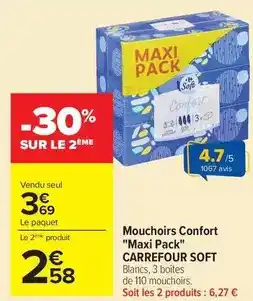 Carrefour Carrefour - mouchoirs confort maxi pack soft offre