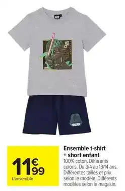 Carrefour Ensemble t-shirt + short enfant offre