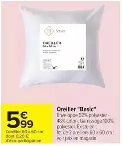 Carrefour Tex - oreiller basic offre