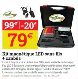 Espace emeraude Kit magnétique led sans fils + canbus offre