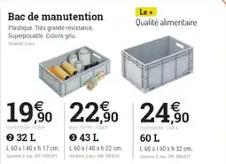 Espace emeraude Bac de manutention offre