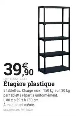 Espace emeraude Étagère plastique offre