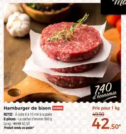 Thiriet Hamburger de bison agemo offre