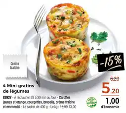 Thiriet 4 mini gratins de légumes offre