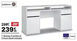 BUT Bureau 2 portes et 2 tiroirs best ministre offre