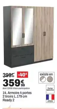 BUT Armoire 4 ports 2 tiroirs l.179 cm ready 2 offre