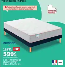 BUT Ensemble matelas et sommier hybride 140x190 cm offre