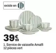 BUT Service de vaisselle amalfi 12 pièces vert offre