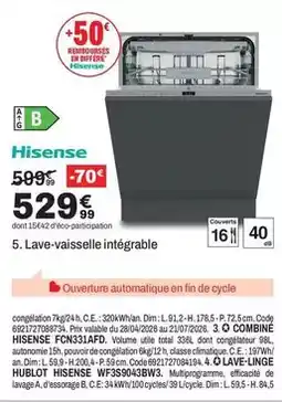BUT Hisense - lave-vaisselle intégrable offre