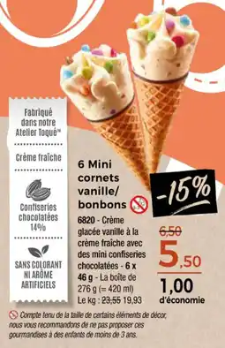 Thiriet 6 mini cornets vanille bonbons offre
