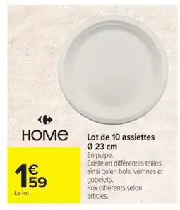 Carrefour Lot de 10 assiettes Ø 23 cm offre