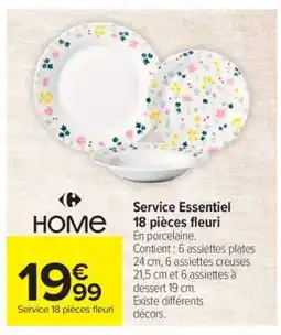 Carrefour Service Essentiel 18 pièces fleuri offre