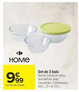 Carrefour Set de 3 bols offre