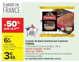 Carrefour Market 2 pavés de bœuf marinés aux 3 poivres CHARAL offre