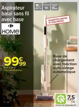 Carrefour Market Aspirateur balai sans fil avec base offre