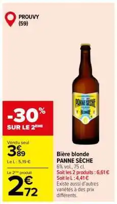 Carrefour Bière blonde PANNE SECHE offre