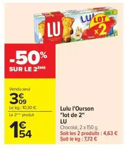 Carrefour Market Lulu l'Ourson Lot de 2 offre
