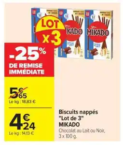 Carrefour Market Biscuits nappés Lot de 3 MIKADO offre