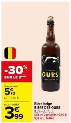 Carrefour Bière belge BIÈRE DES OURS offre