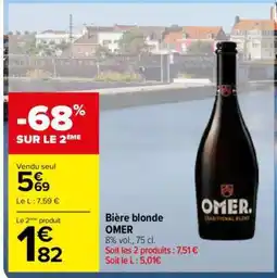 Carrefour Bière blonde OMER offre
