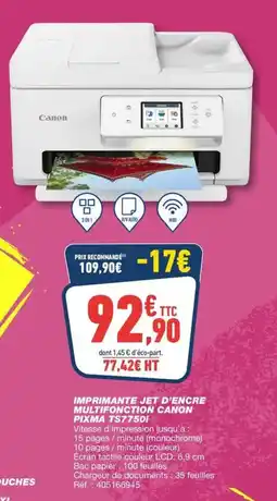 Bureau Vallée Imprimante jet d'encre multifonction canon pixma ts7750i offre