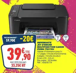 Bureau Vallée Imprimante jet d'encre multifonction canon pixma ts3750i offre
