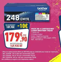 Bureau Vallée Pack de 4 cartouches laser brother tn248 offre