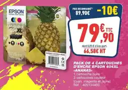 Bureau Vallée Pack de 4 cartouches d'encre epson 604xl ananas offre