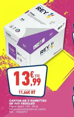Bureau Vallée Carton de 5 ramettes de 500 feuilles offre