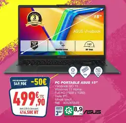 Bureau Vallée Pc portable asus 15 offre