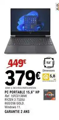 E.Leclerc PC PORTABLE 15,6” HP offre