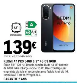 E.Leclerc REDMI A7 PRO 64GB 6,9” 4G DS NOIR offre