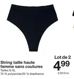 Zeeman String taille haute femme sans coutures offre