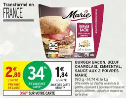 Intermarché Burger bacon bœuf charolais emmental sauce aux 2 poivres marie offre
