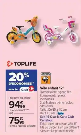 Toplife - vélo enfant 12
